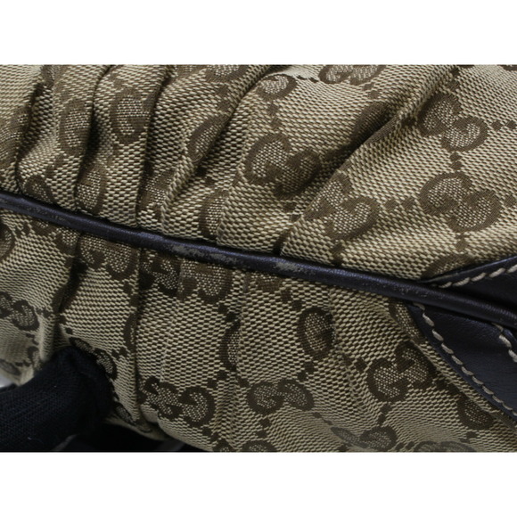 GUCCI GG Canvas Shoulder Bag Beige Brown Leather - Picture 8 of 8
